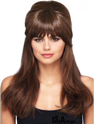 Designed Brown Straight Synthetic Clip In Hairpieces