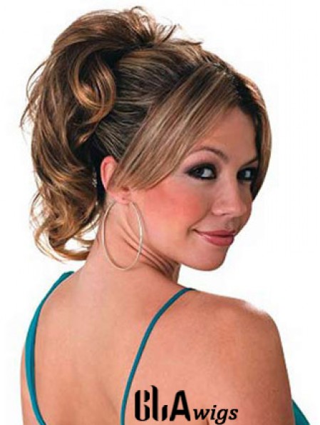 Ponytail Hair Extensions With Synthetic Wavy Style Brown Color